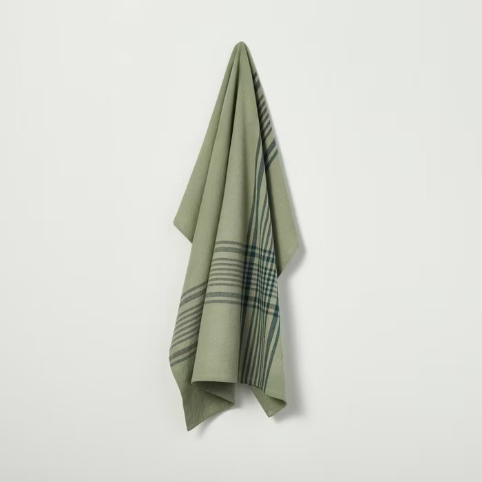 Open Plaid Flour Sack Kitchen Towel Green/Navy - Hearth & Hand™ with Magnolia | Target
