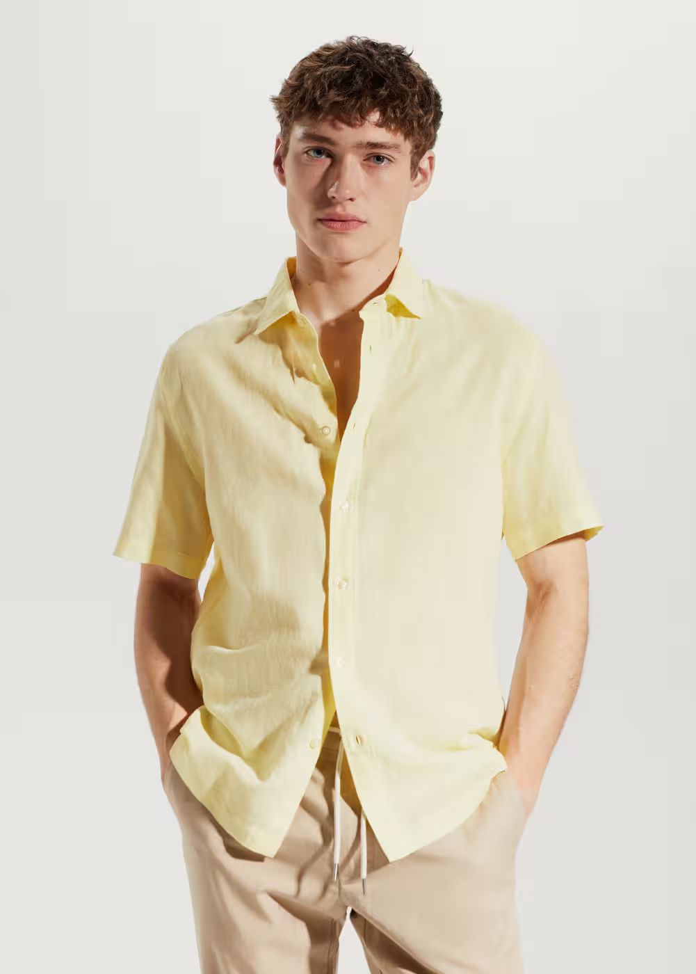 100% linen short sleeve shirt | MANGO (US)