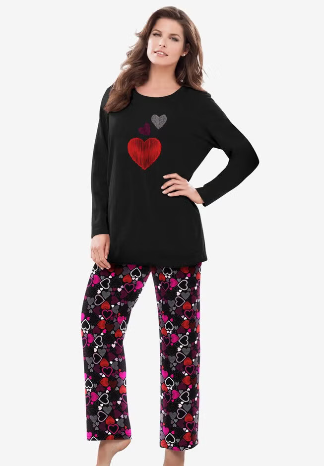 Long Sleeve Knit PJ Set | Catherines