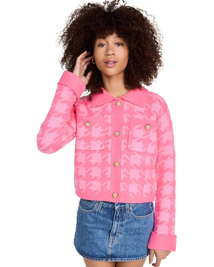 English Factory Women's Knitted Houndstooth Cardigan | Amazon (US)
