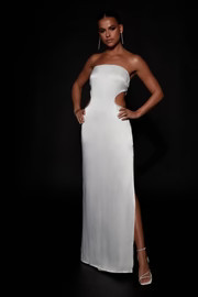 Lawry Diamante Cut Out Maxi Dress - White | MESHKI US