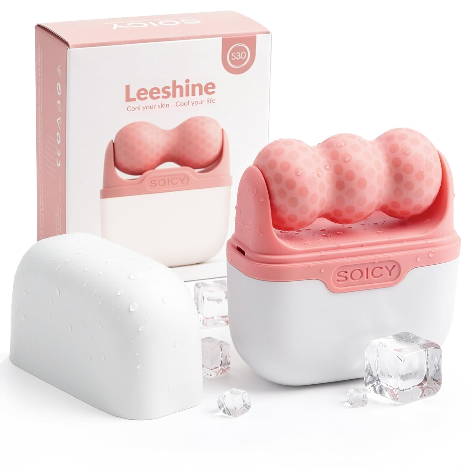 Leeshine Ice Roller Set for Face and Eyes - Facial Skin Care Tools with 2 Face Roller and Premium Travel Case, Self Care Gift for Men Women (Pink) | Amazon (US)