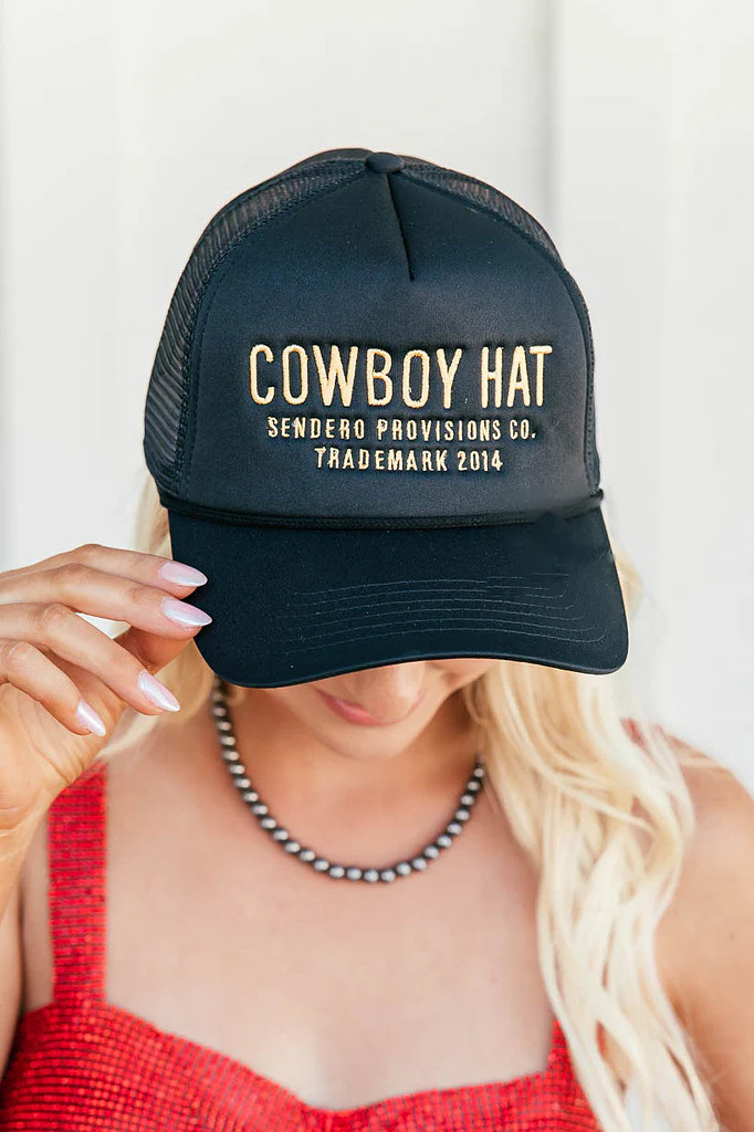 NEW!! Cowboy Trucker Hat in Black | Glitzy Bella