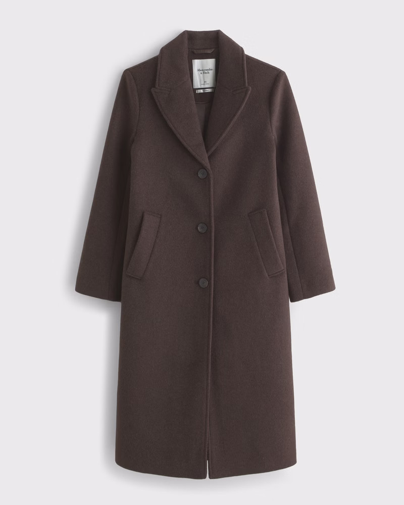 Women's Wool-Blend Tailored Topcoat | Women's New Arrivals | Abercrombie.com | Abercrombie & Fitch (US)