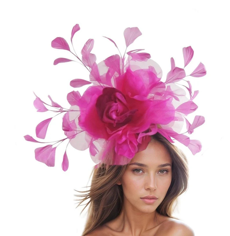 Magenta Cerise Hot Pink Feather Fascinator Hat Ascot Derby Ladies Day Luncheon Kentucky Wedding G... | Etsy (US)