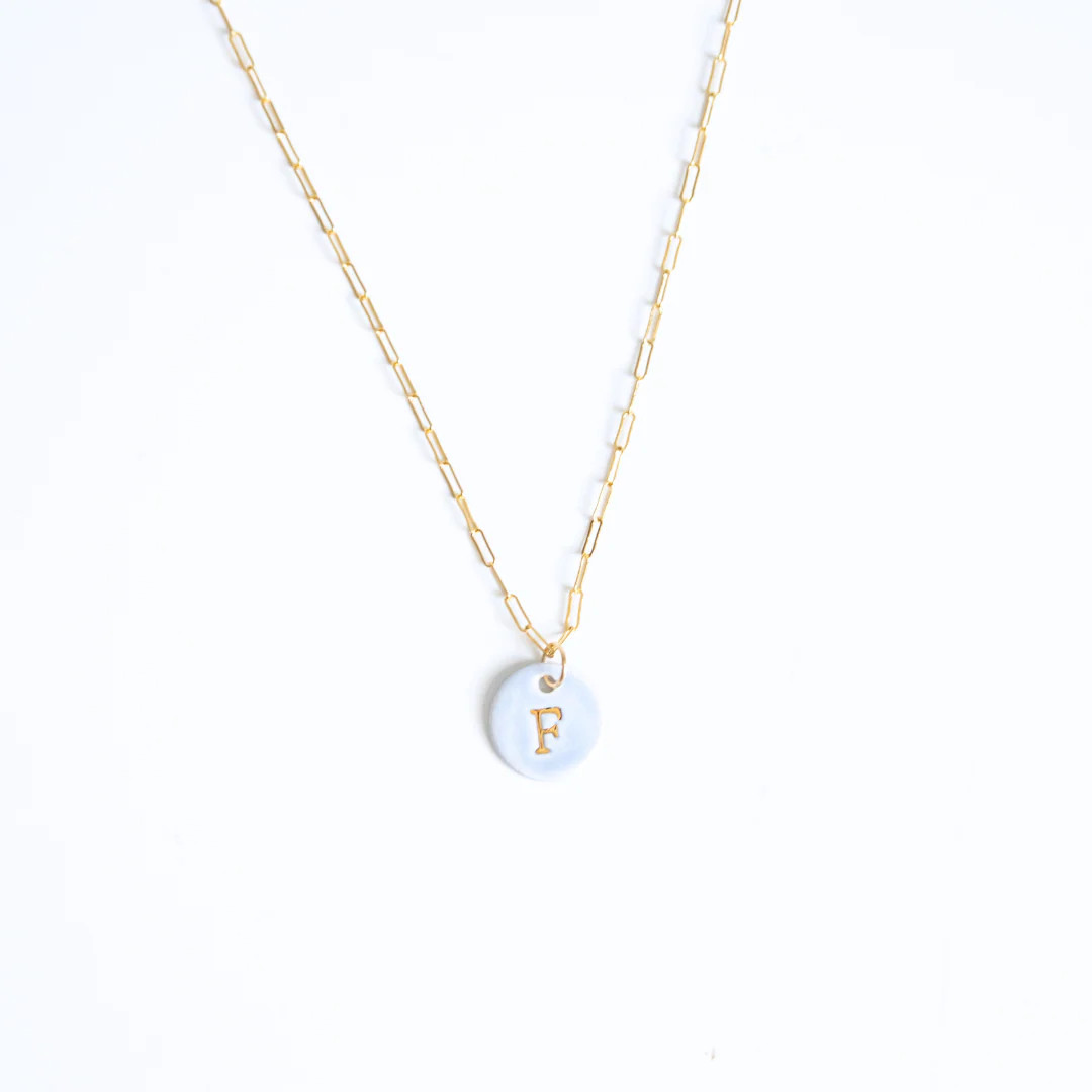 Classic Capital Initial Charm Necklace | Susan Gordon Pottery