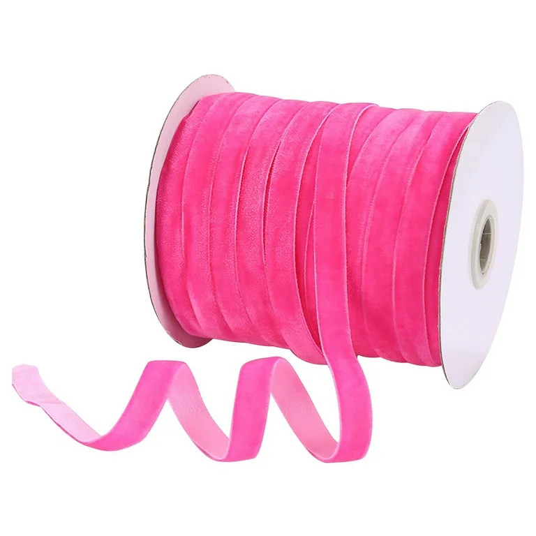 KCEHTA Christmas Velvet Ribbon 3/8 Inch 50 Yards Hot Pink Velvet Ribbon Vintage Velvet Christmas ... | Walmart (US)