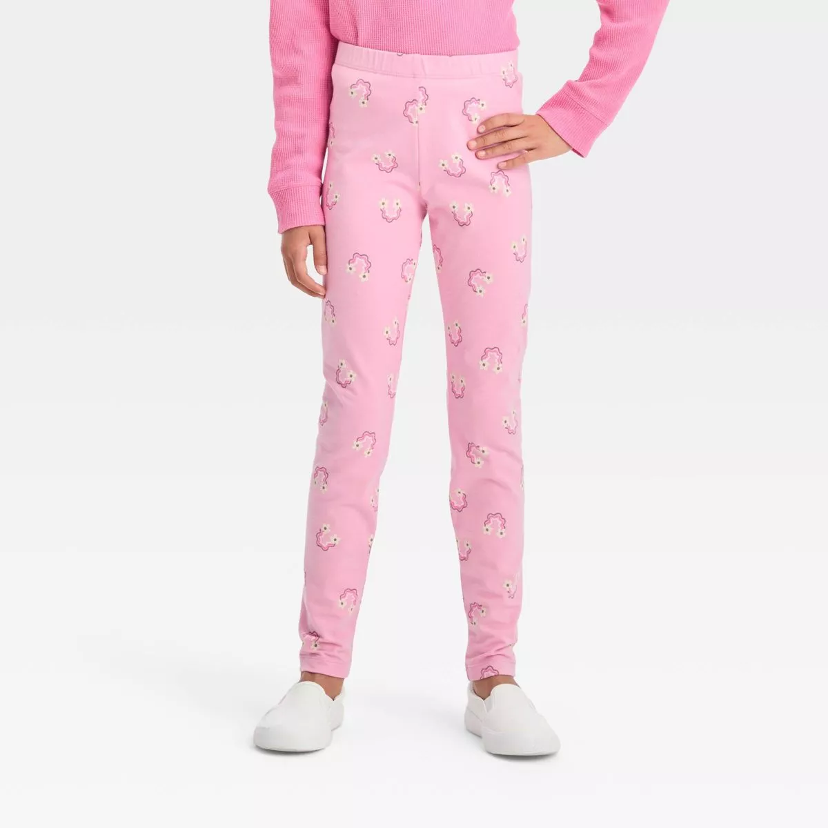 Girls' Heart Leggings - Cat & Jack™ Cream : Target