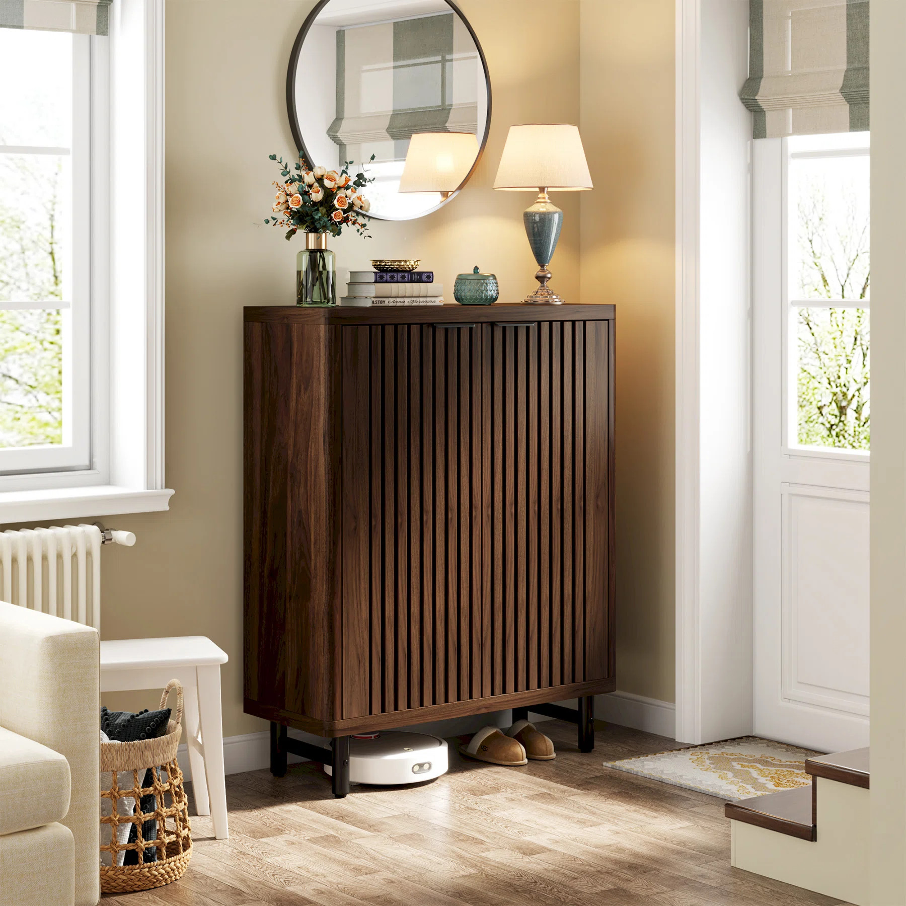 Acanthe 24 Pair Shoe Storage Cabinet with 2 Shutter Doors | Wayfair North America