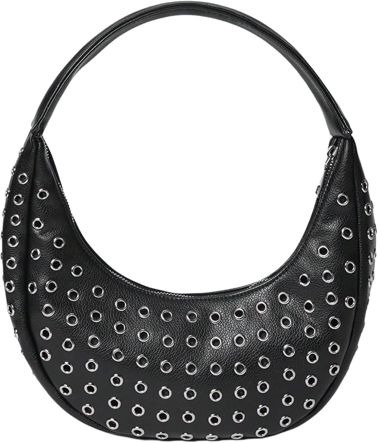 Floerns Women's Leather Crescent Hobo Handbag Y2k Studded Shoulder Bag Underarm Bag | Amazon (US)