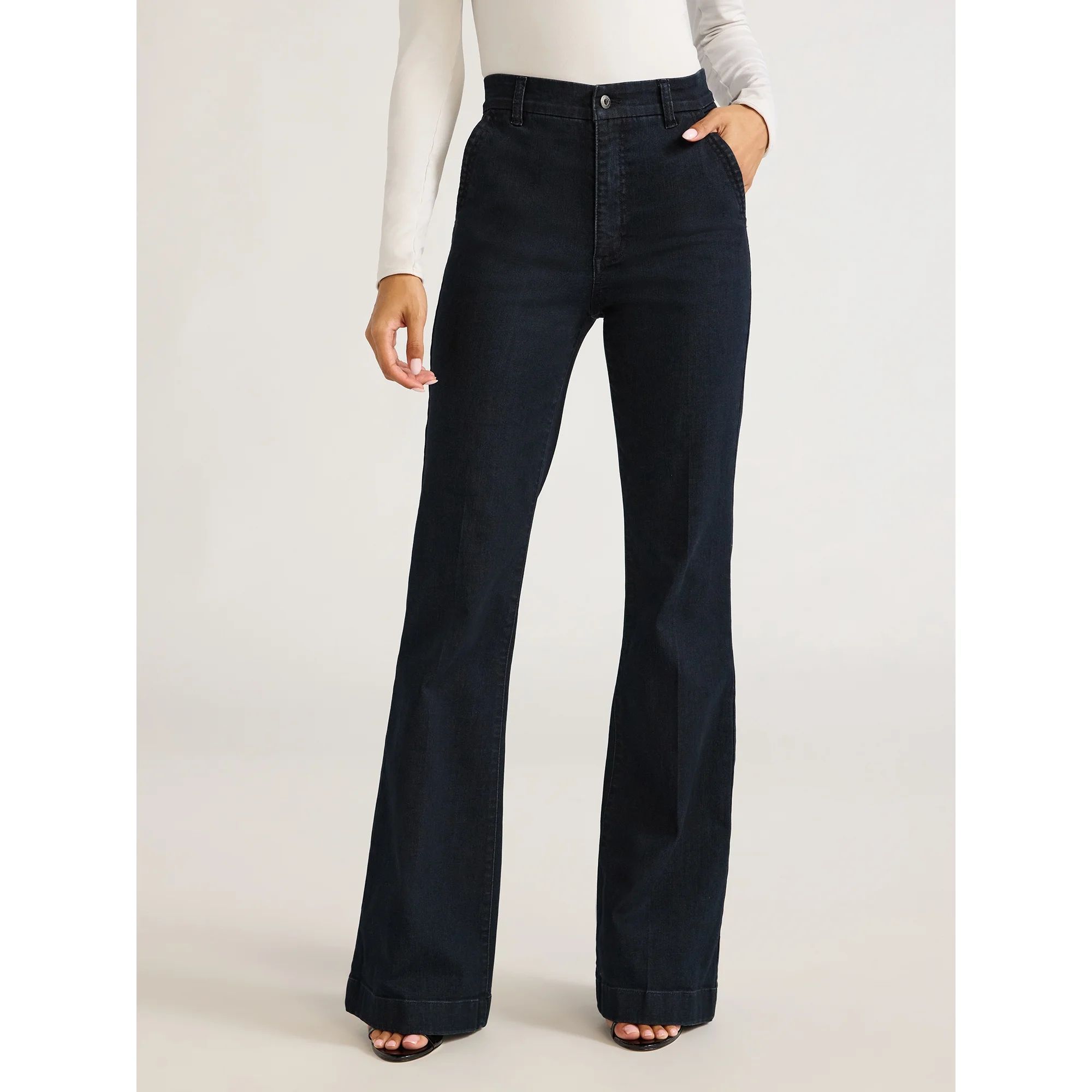 Sofia Jeans Women's Trouser Flare High Rise Crease Jeans, 32.5" Inseam, Sizes 0-20 | Walmart (US)