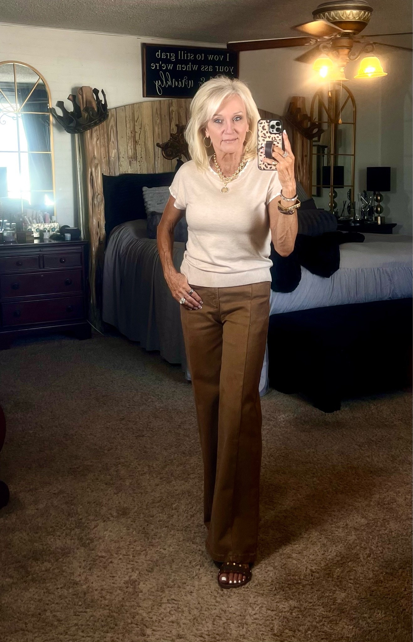 This little sweater top is so soft and comfortable and these brown jeans have lots of stretch so just as comfy!! The Louis Vuitton nomad sandals are not in stock anymore so I linked some similar

#LTKootd #LTKmomlife #LTKOver40