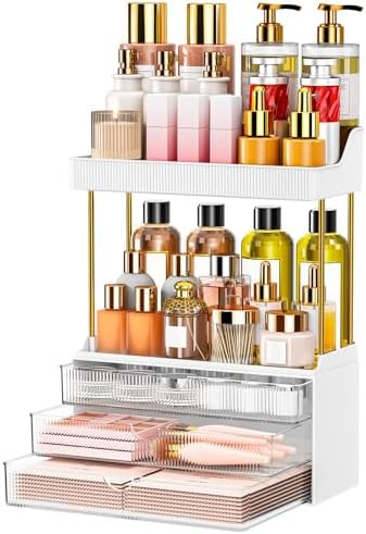 caktraie 12.2" W Makeup Organizer Drawers - 5 Tiers Bathroom Counter Organizer, Cosmetic Storage ... | Amazon (US)