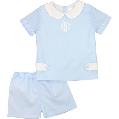 Blue And White Side Tab Short Set | Cecil and Lou