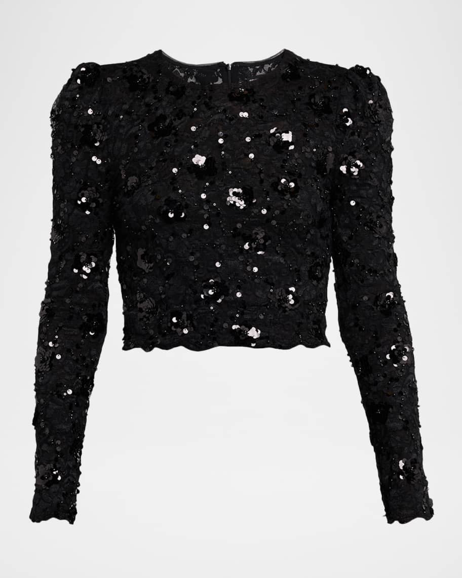 Generation Love Safia Sequined Lace Crop Top | Neiman Marcus
