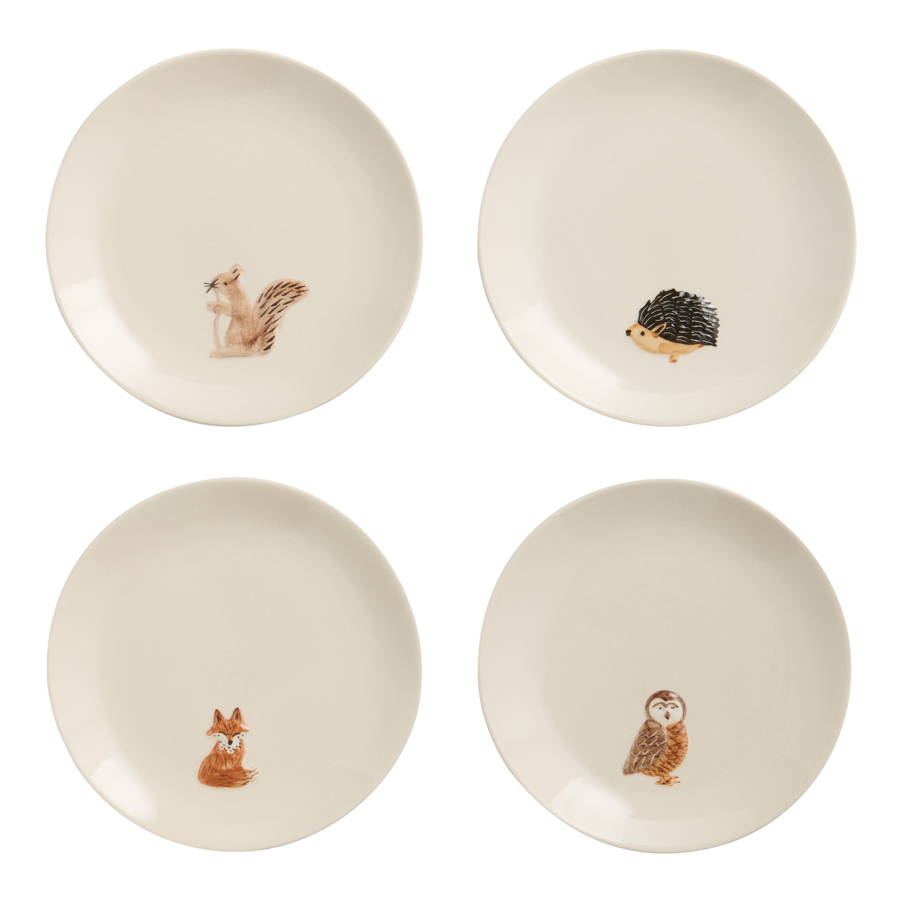 Cream Harvest Critters Hand Painted Appetizer Plate Set of 4 | World Market