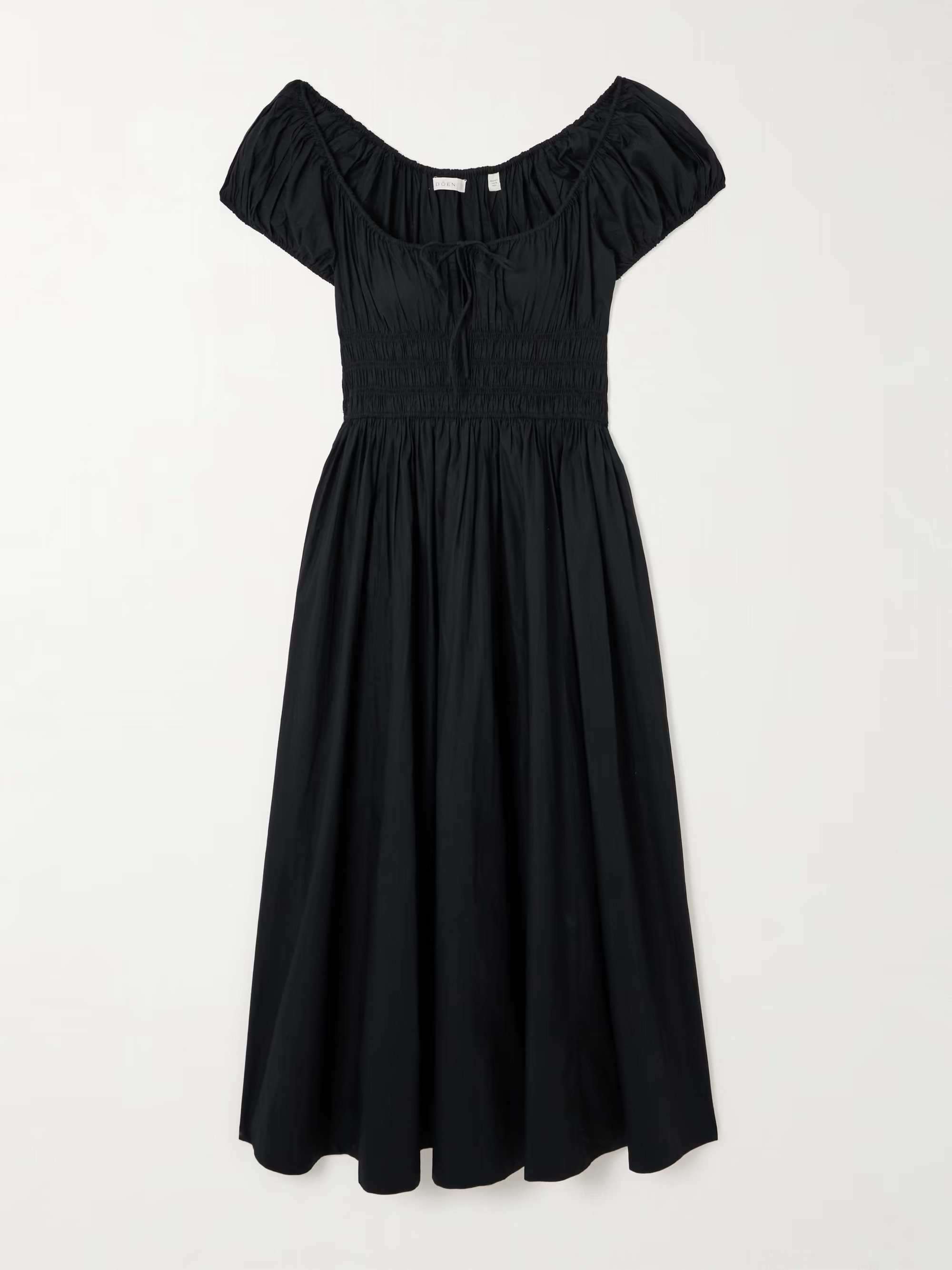 Quinn tie-detailed shirred organic cotton-poplin midi dress | NET-A-PORTER APAC
