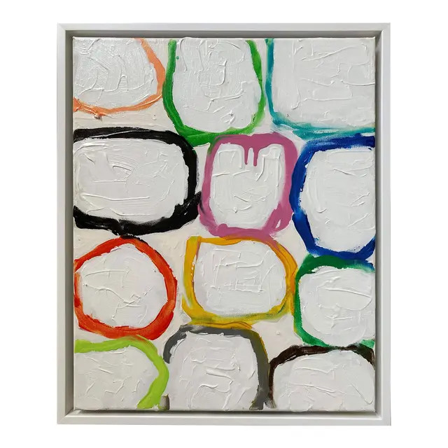 "Gridish #7" Contemporary Abstract Mixed-Media Painting by G. Campbell Lyman, Framed | Chairish