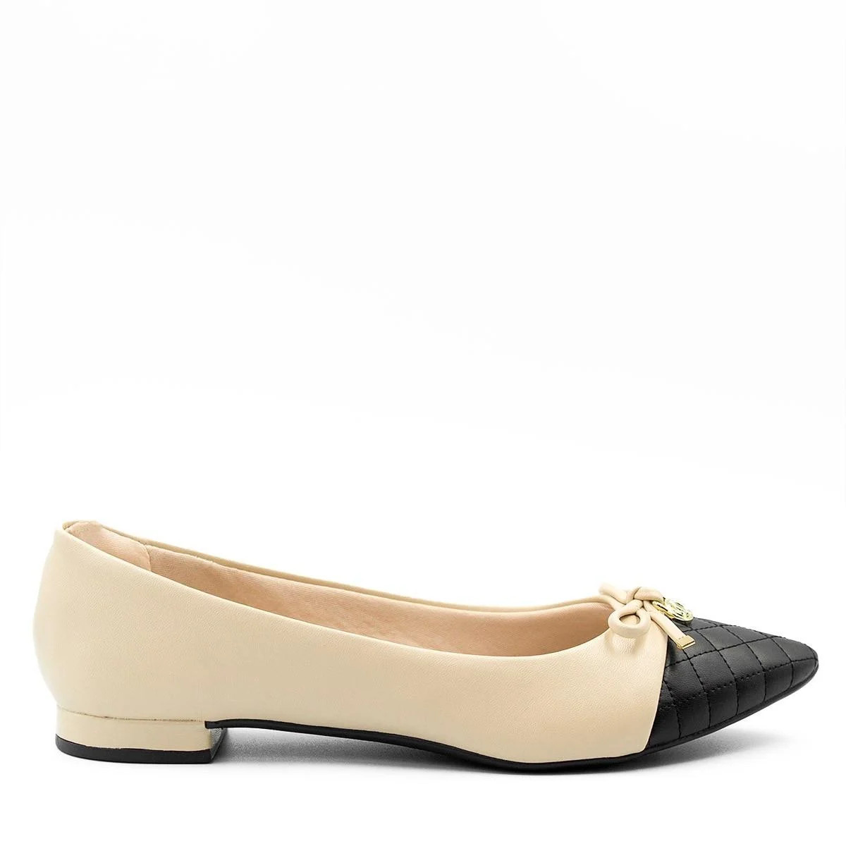 Sapatilha Matelasse Bico Fino Kelly Bicolor Bege | Renner (BR)