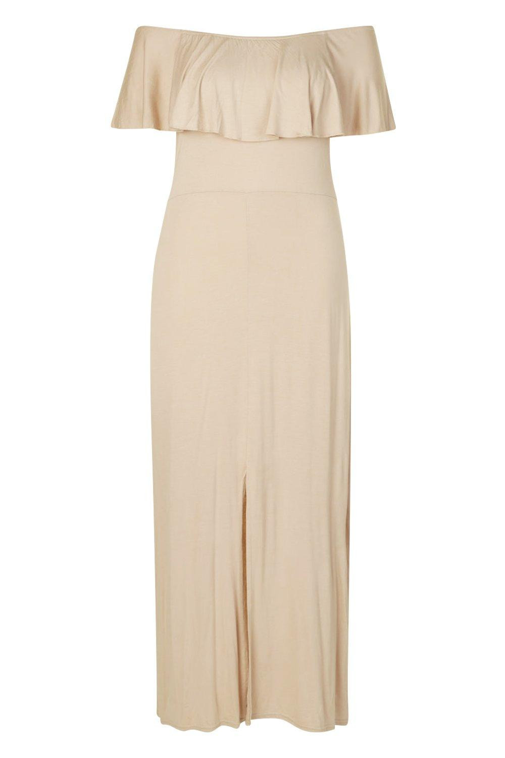 Plus Off The Shoulder Ruffle Jersey Maxi Dress | Boohoo.com (US & CA)