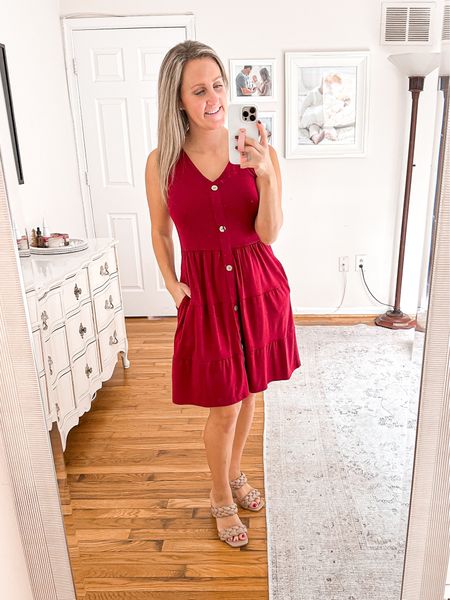 Short v-neck red dress (size small). 