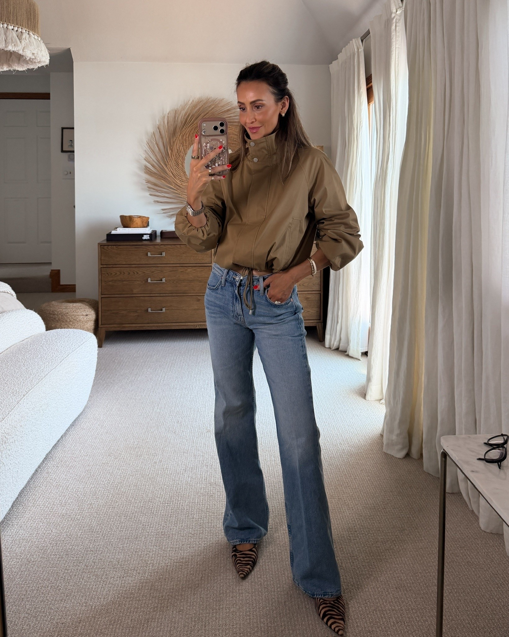 Nordstrom sale: your favorite outfit so far! These sporty boot cut jeans are the cutest with little booties in the fall but dressing them up with a little pointy toe heel for now