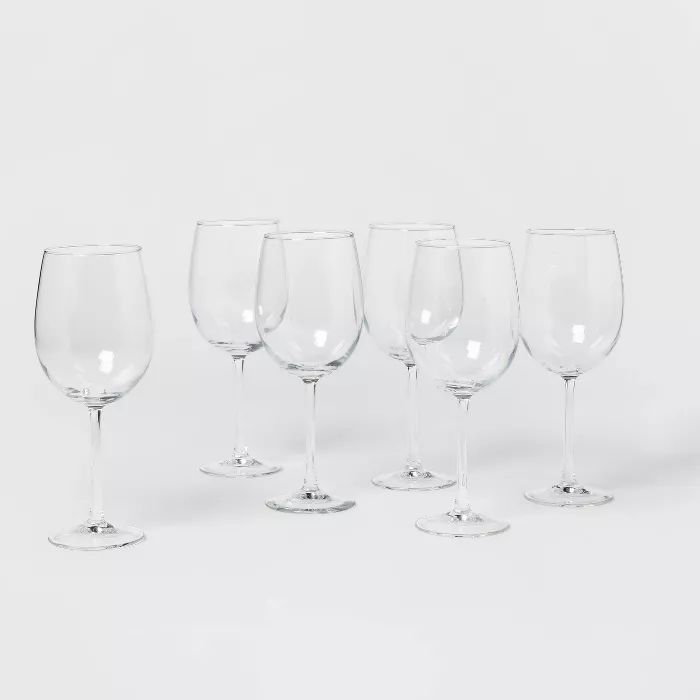 19oz 6pk Glass Large Stemmed Wine Glasses - Made By Design™ | Target