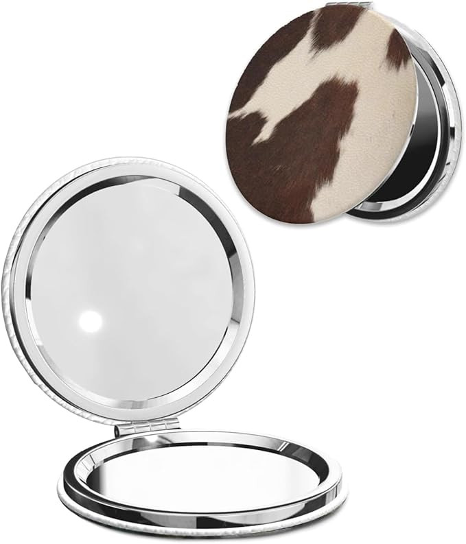 Compact Pocket Mirror, 1X/2X Magnifying Round Mirror for Girls Women, Portable Pu Leather Makeup ... | Amazon (US)