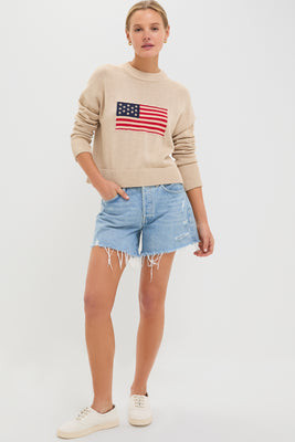 Cropped Beachwood Cotton Americana Sweater | Tuckernuck (US)