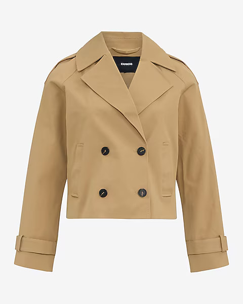 Double Breasted Cropped Trench Coat | Express
