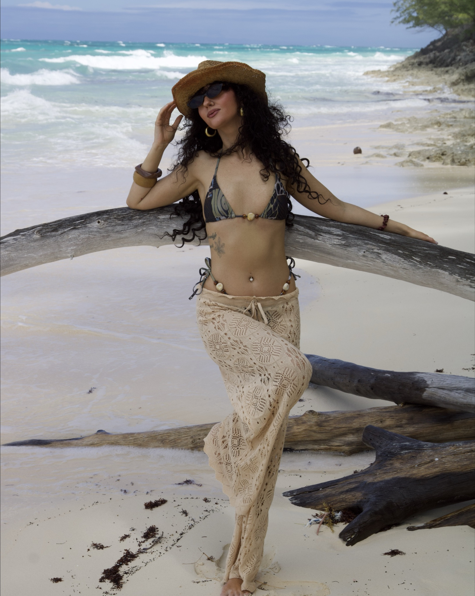 caught between sun and sea, exactly where i’m meant to be ✨

this look is all about texture and tone layered over swim. a printed bikini, soft crochet pants, gold accents, and a straw hat to ground it all. effortless, a little undone, and made for long beach days that turn into golden hour. pants are tall girl approved! so hard to find on amazon usually! 

#LTKootd #LTKSwim #LTKTall
