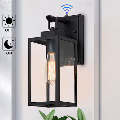 C Cattleya 1 -Light 13.5-in H Matte Black Hardwired Dusk to Dawn Outdoor Wall Light | Lowe's