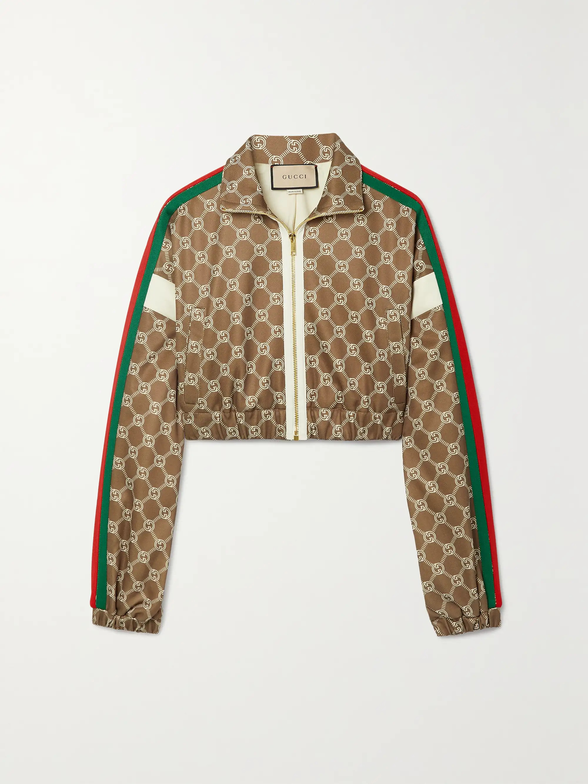 GUCCICropped webbing-trimmed printed tech-jersey track jacket | NET-A-PORTER (US)
