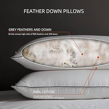 KRT White Soft and Supportive Pillows King Size Set of Two - Hotel Quality Feather Down Bed Pillo... | Amazon (US)