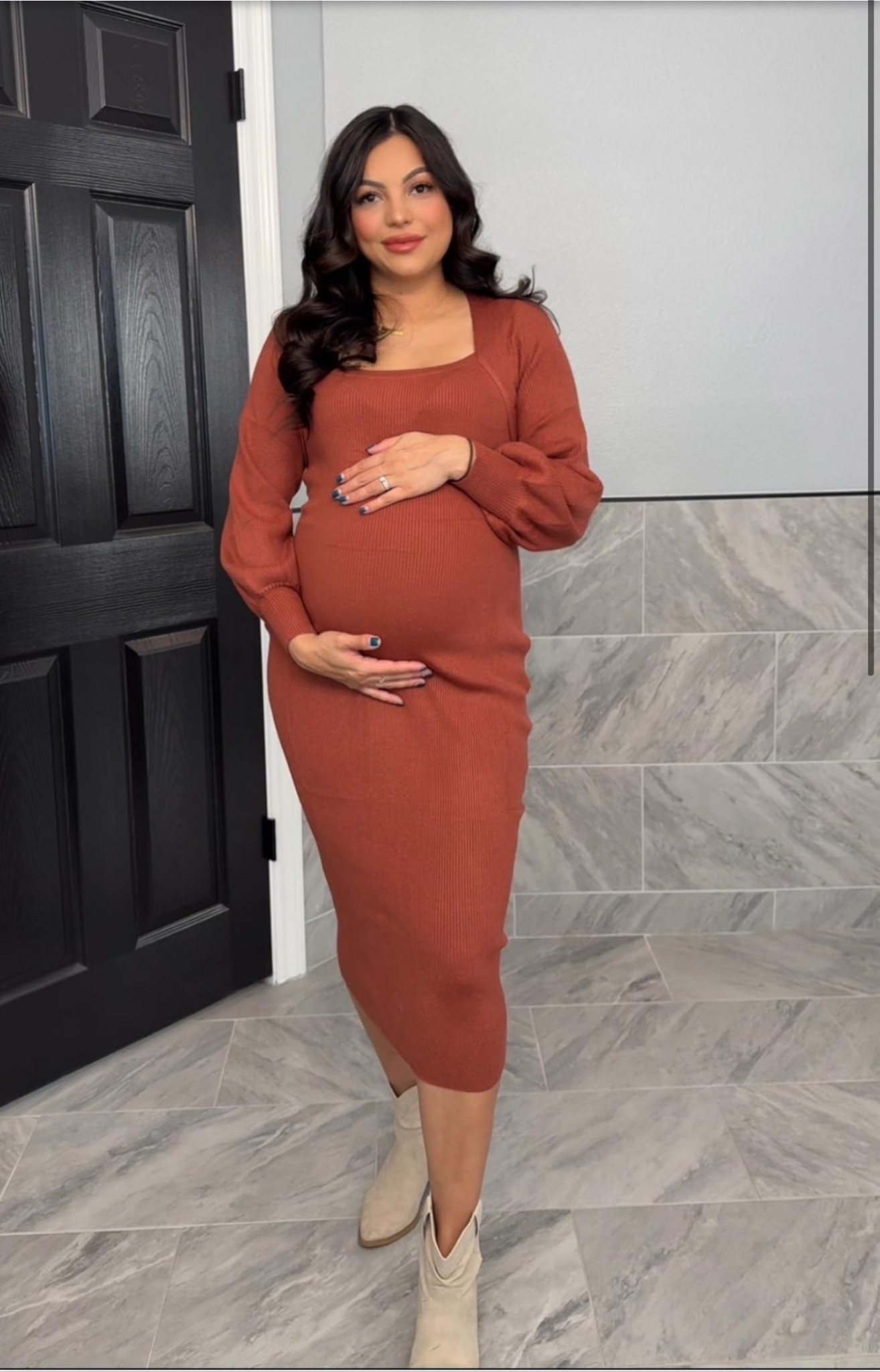 Long sleeve maternity maxi dress / size medium 
5’4 

#LTKBump #LTKSeasonal #LTKBaby