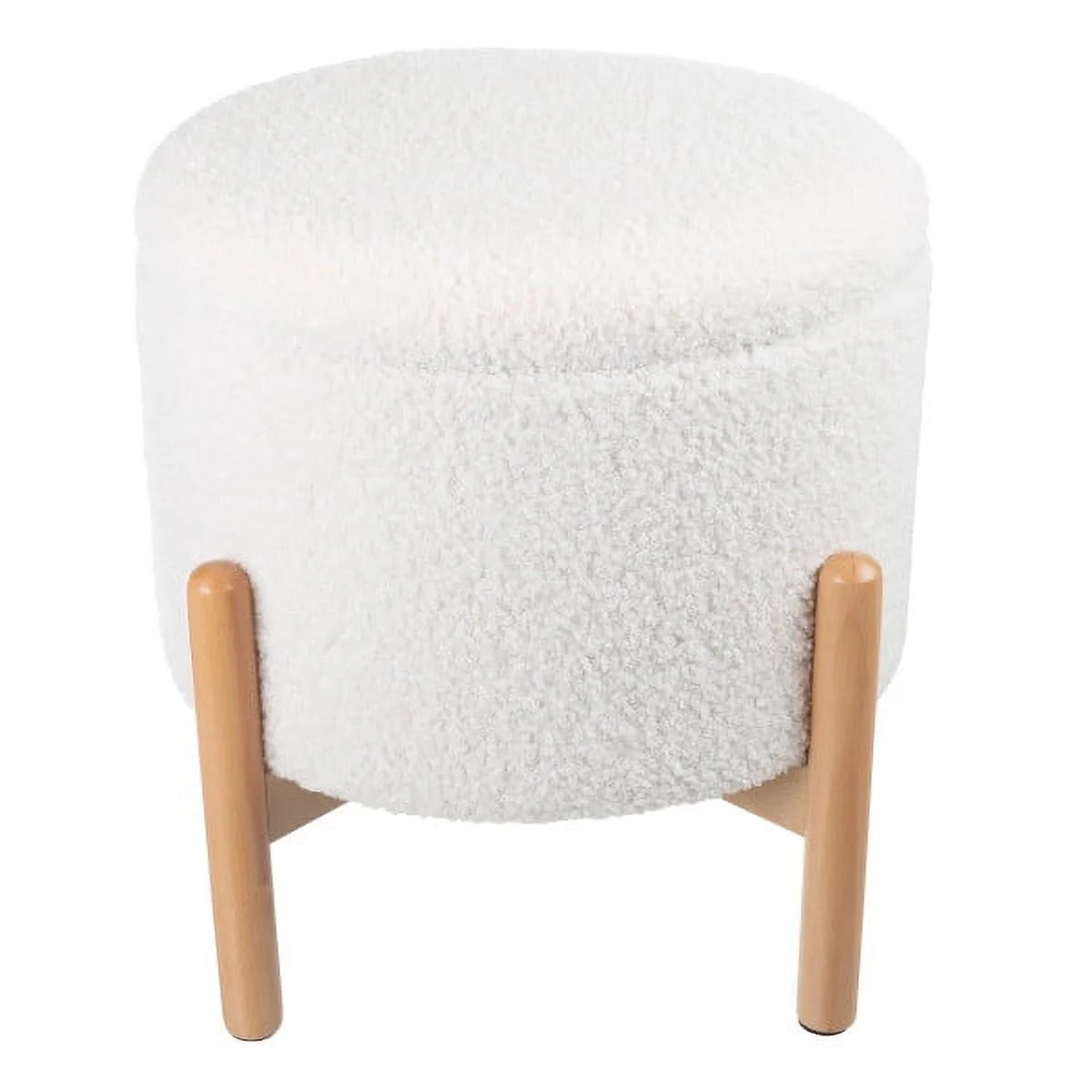 Lavish Home Round Ottoman with Removable Top for Storage (White) - Walmart.com | Walmart (US)