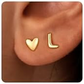 Stud Earrings for Girls Gifts - 2 Pairs S925 Sterling Silver Post Real Gold/Rose Gold Plated Hear... | Amazon (US)