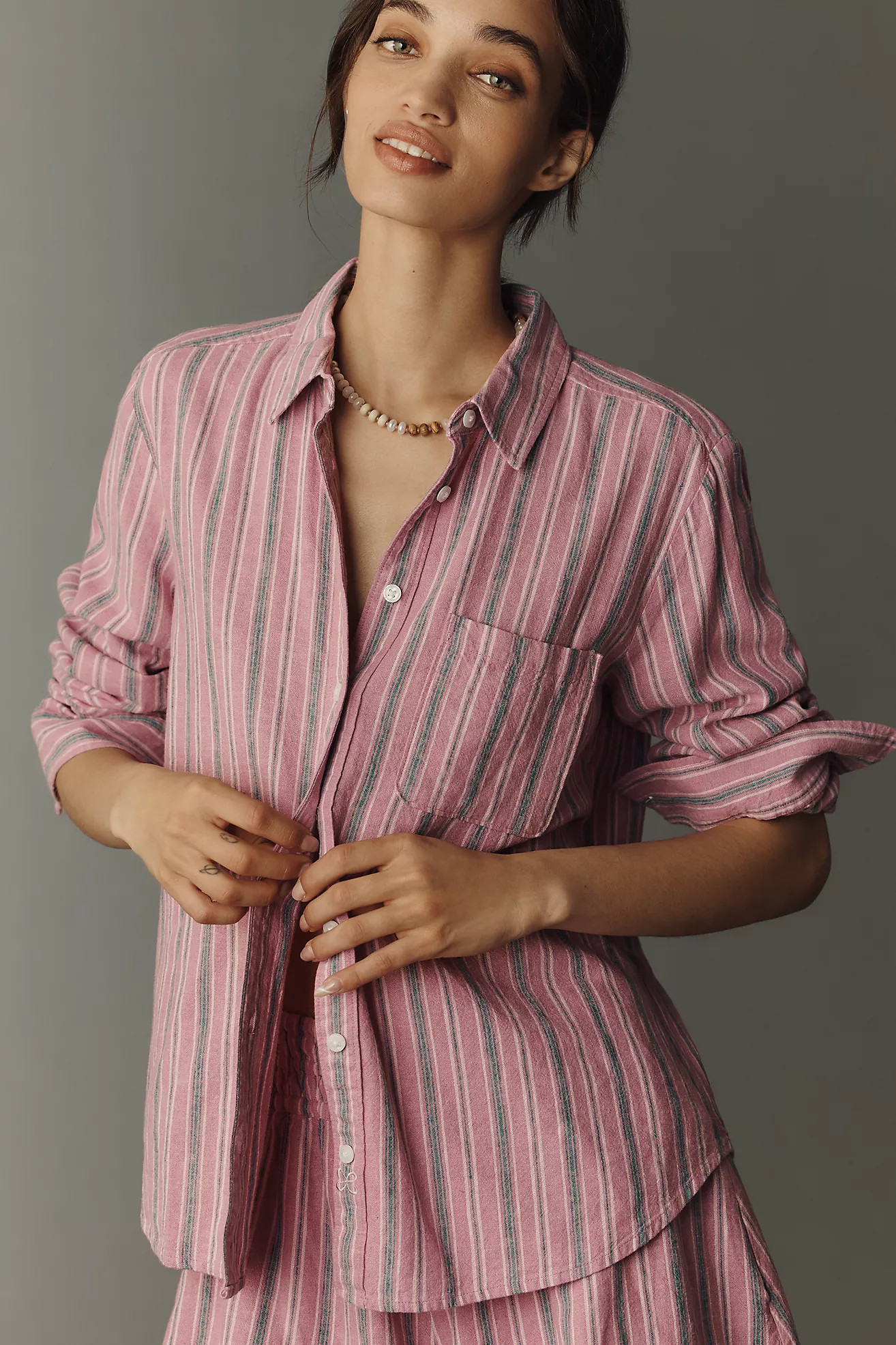 Kate Classic Linen Blend Buttondown Shirt by Maeve | Anthropologie (US)