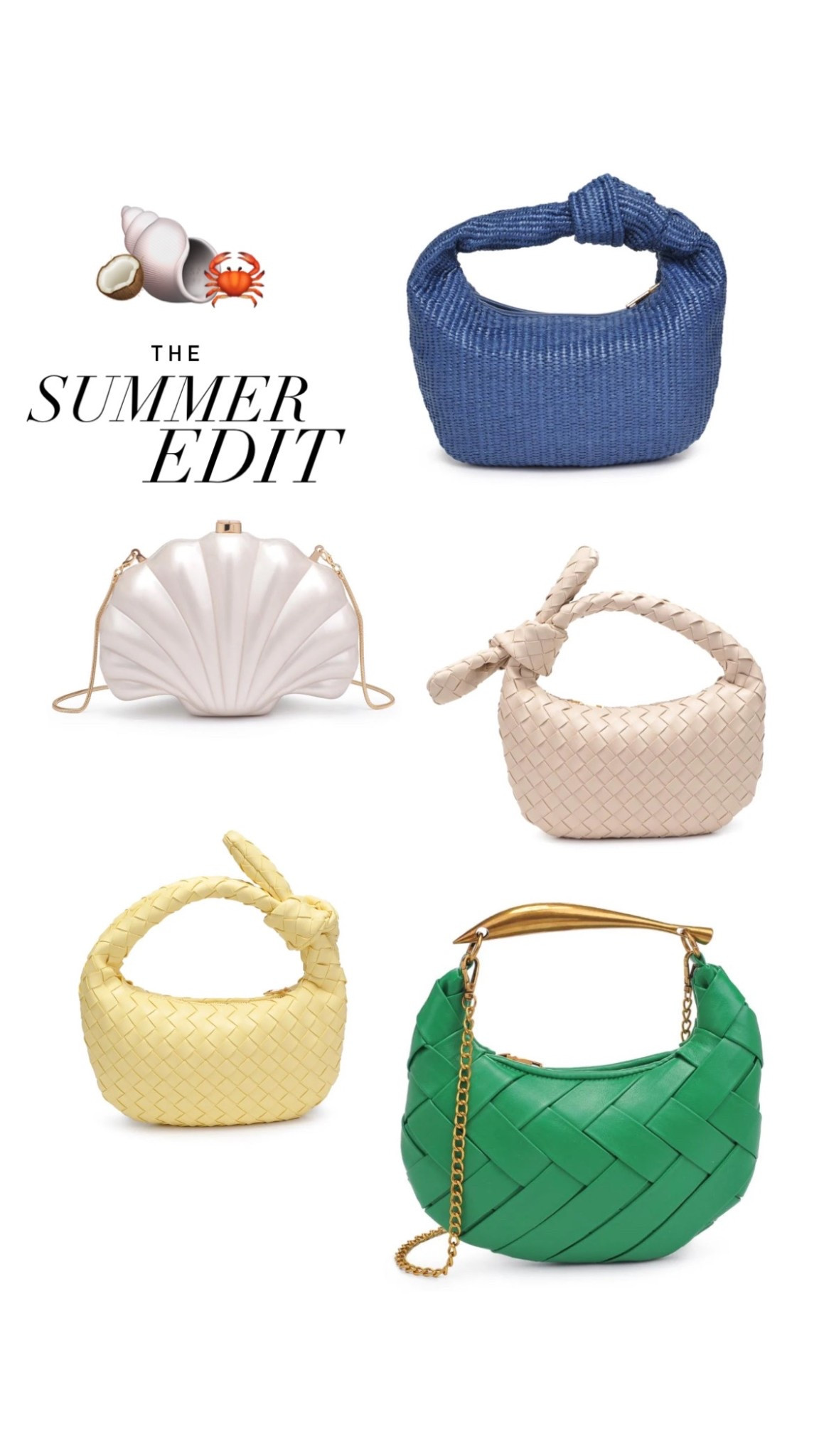 Summer bags that look way more expensive than they are
These Urban Expressions finds are giving major designer vibes (hello, Bottega lookalike **) - plus, how cute is the shell one?! Perfect for beach days, brunch, and everything in between.


#SummerStyle #LTKBagEdit #UrbanExpressions #DesignerDupe #LTKUnder100 #SummerAccessories
#catcybul

#LTKSaleAlert #LTKBeauty #LTKSummerEdit