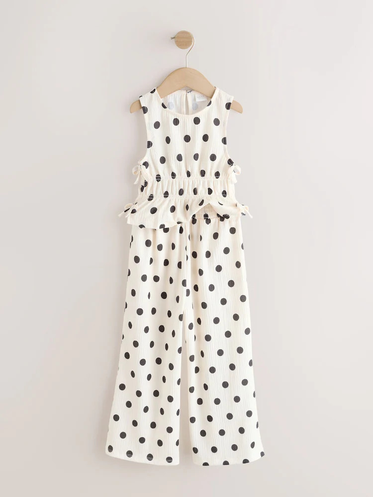 Monochrome Spot Top And Wide Leg Trousers Set (3-16yrs) | Next US