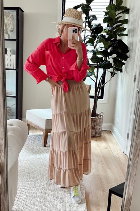 Amazon outfit! 
This maxi is my favorite and comes in a bunch of colors. I have a few colors! Wearing smalls in both gauze top and my dress! 

Maxi dress. Button down shirt. Summer style. Summer outfit. Amazon fashion  

#LTKstyletip #LTKunder50