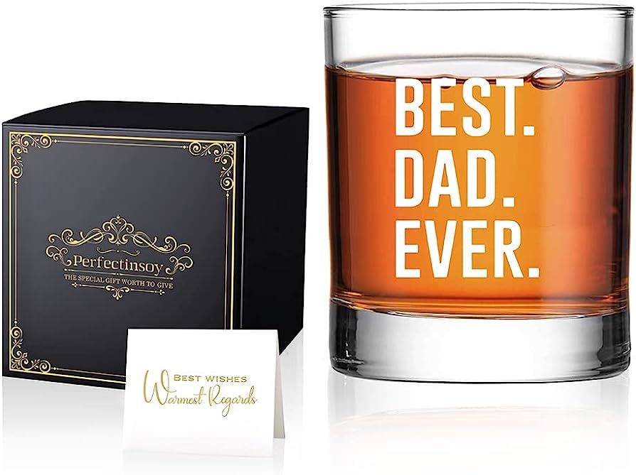Perfectinsoy Best Dad Ever Whiskey Glass Gift Box, Father's Day Gift for Him, Dad, Grandpa, Uncle, B | Amazon (US)