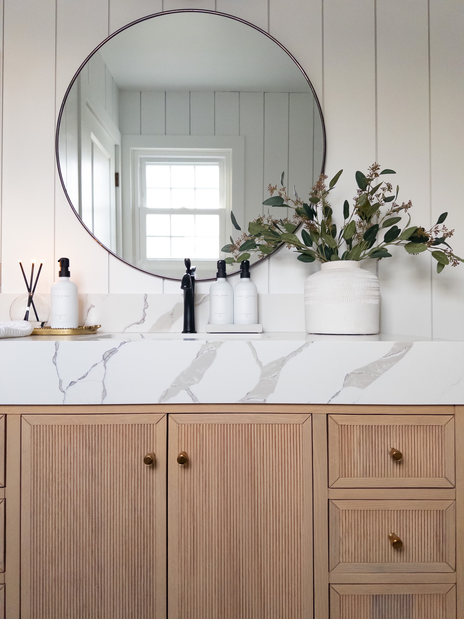 Bathroom vanity, bathroom decor, bathroom mirror, soap dispensers, faux stems, vase, bathroom faucet 



#LTKhome #LTKunder100 #LTKunder50
