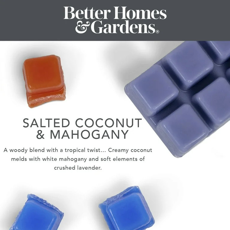 Salted Coconut & Mahogany Scented Wax Melts, Better Homes & Gardens, 2.5oz | Walmart (US)