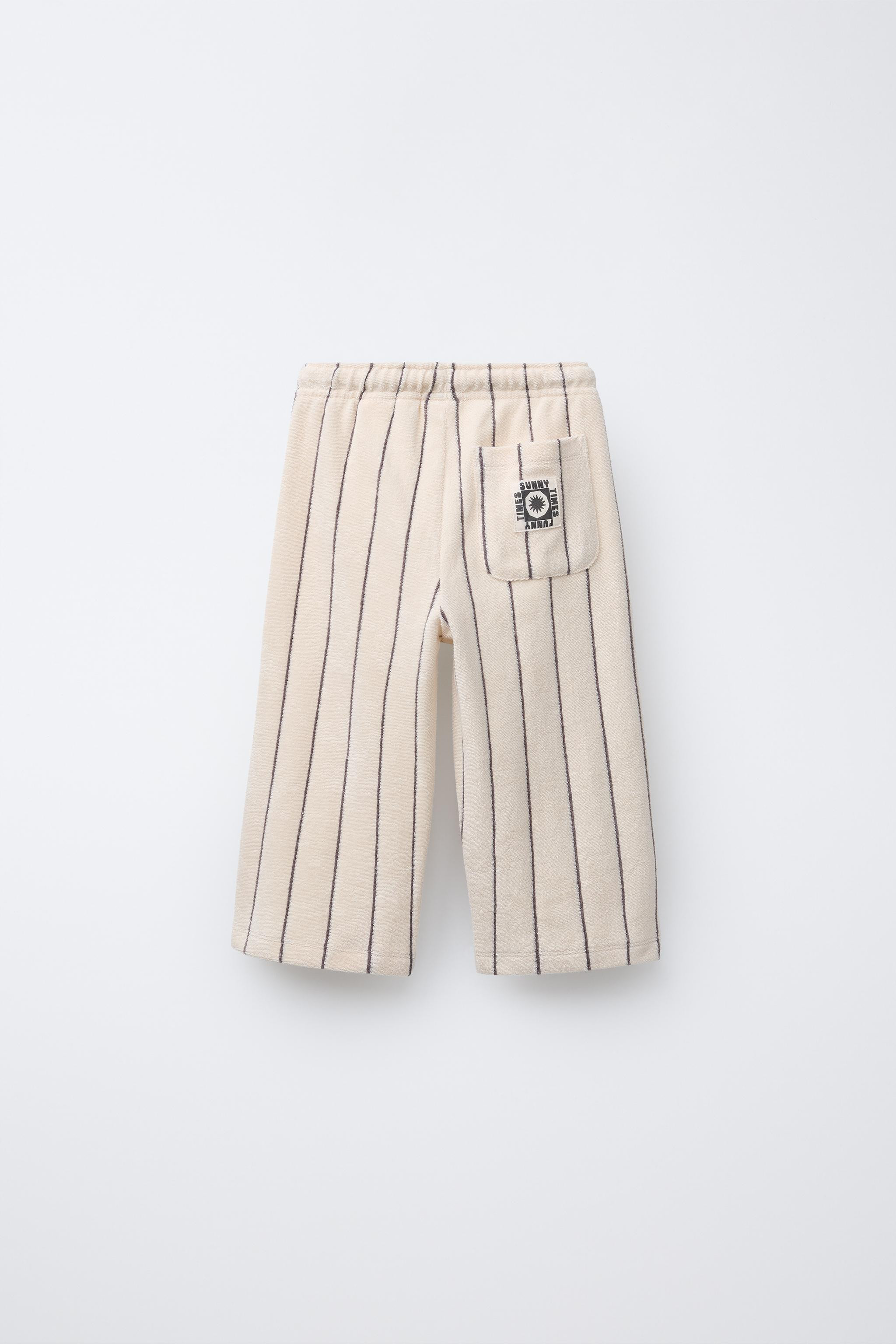 WOVEN STRIPE TERRY PANTS | Zara US