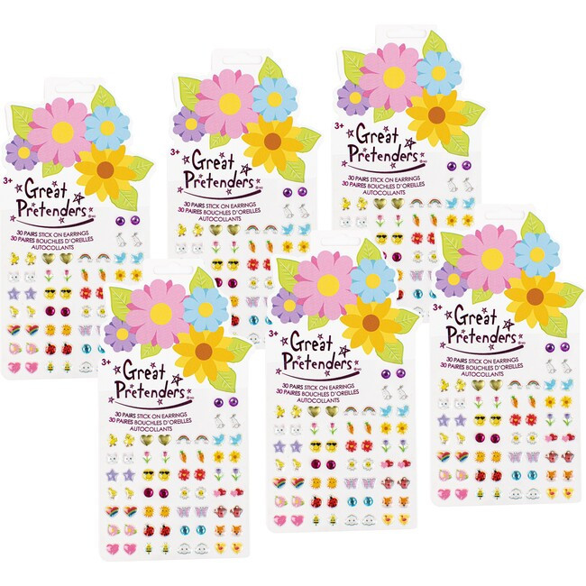 Adorable Spring Flowers Stick on Earrings, 6pc Bundle | Maisonette