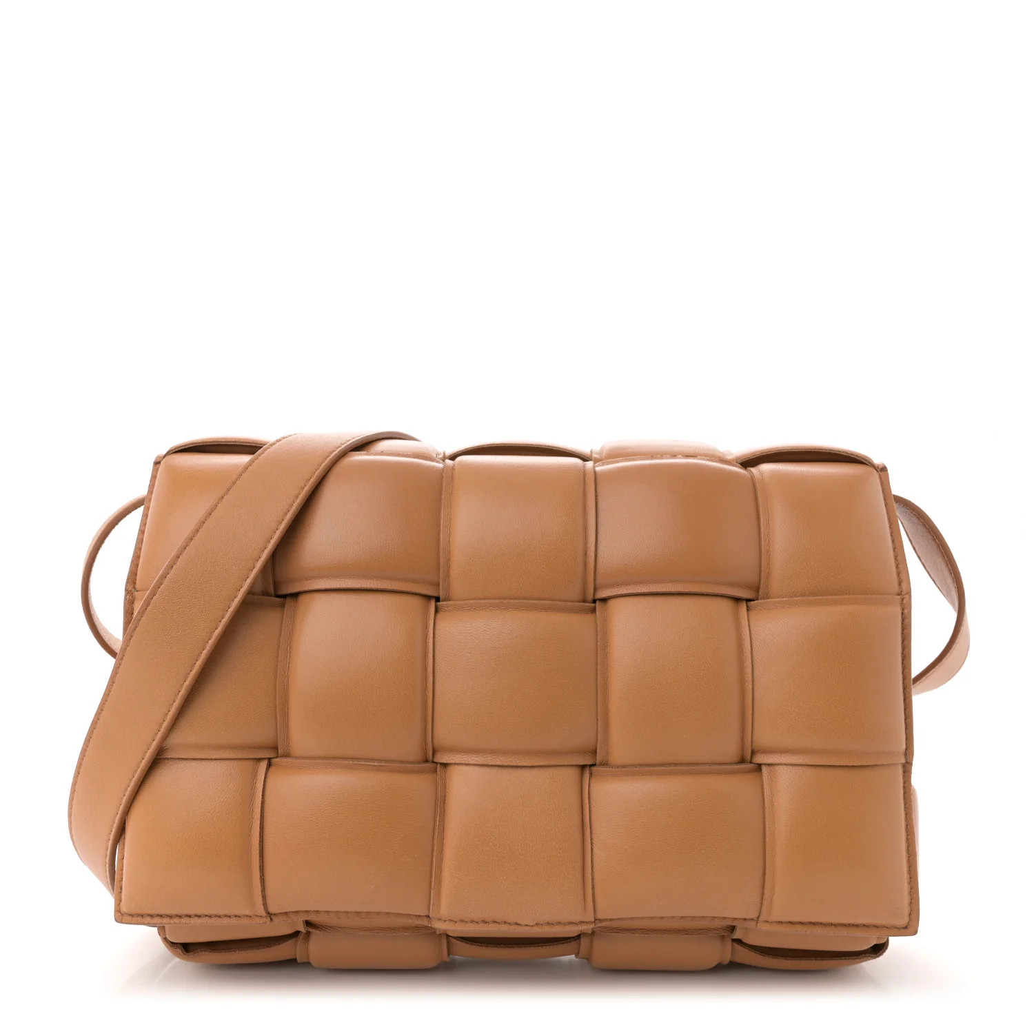 Bottega Veneta Nappa Maxi Intreccio Padded Cassette Crossbody Bag Caramel | FASHIONPHILE (US)