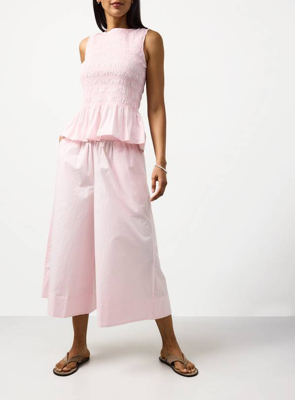 Buy Pink Wide Leg Poplin Palazzo Trousers 6 | Trousers | Tu | Tu Clothing