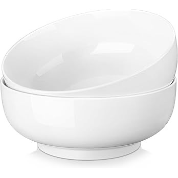 MALACASA Serving Bowls, 114 OZ(10") Extra Large Salad Bowls Set of 2, Porcelain White Serving Bow... | Amazon (US)