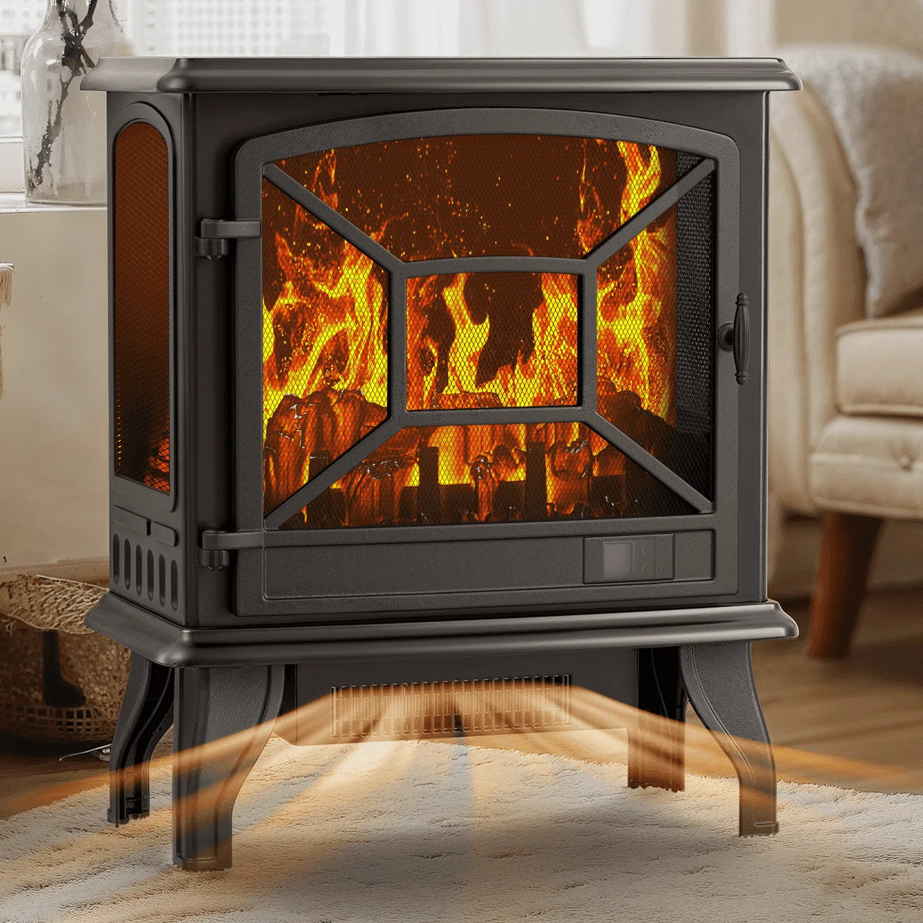24'' Freestanding Electric Fireplace Heater Stove Portable Infrared Fireplace for Indoor, W/ Remo... | Walmart (US)